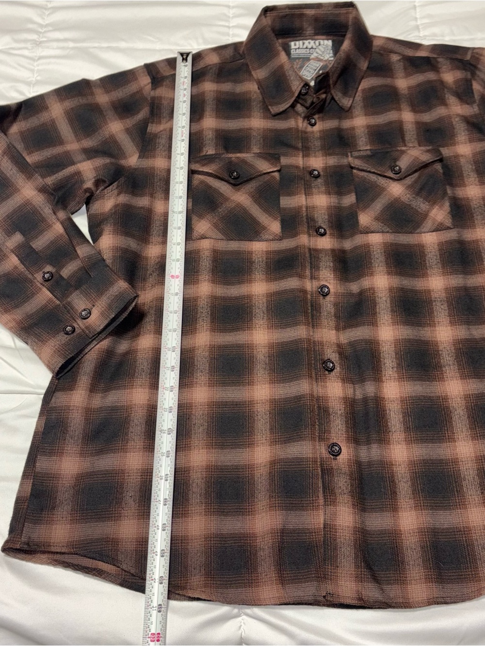 DIXXON | Bourbon Flannel Shirt Mens XL Plaid Long Sleeve Polyester RARE - Picture 5 of 8